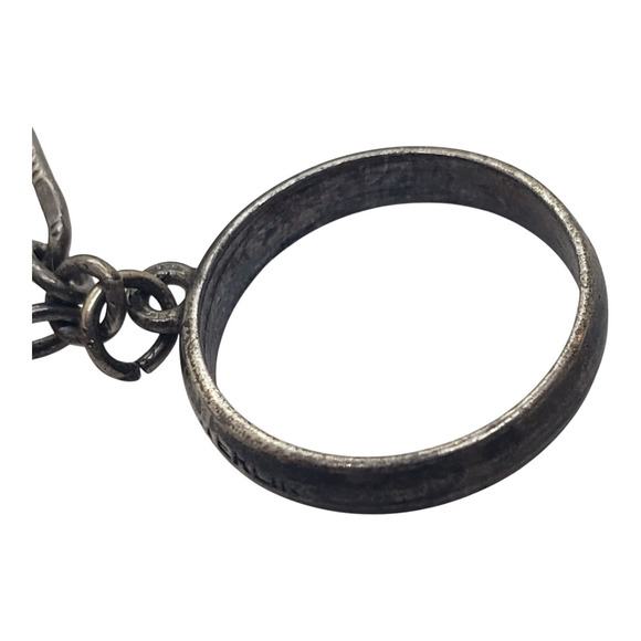 Vintage Sterling Silver Charm Bracelet Cowboy Nautical Scissors Ring Hat 7in - Picture 15 of 16